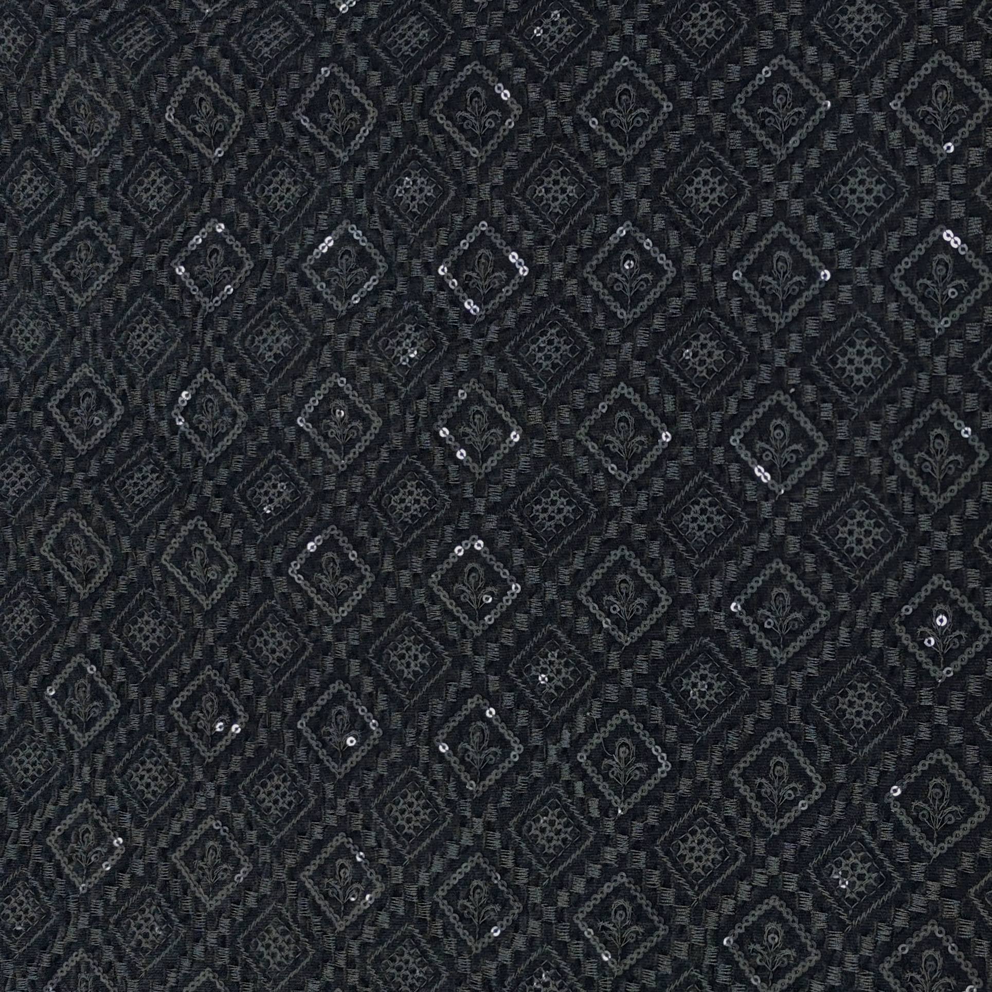 Kurta Fabric ManTire Designer Velvet Embroidery Colour Dark Grey